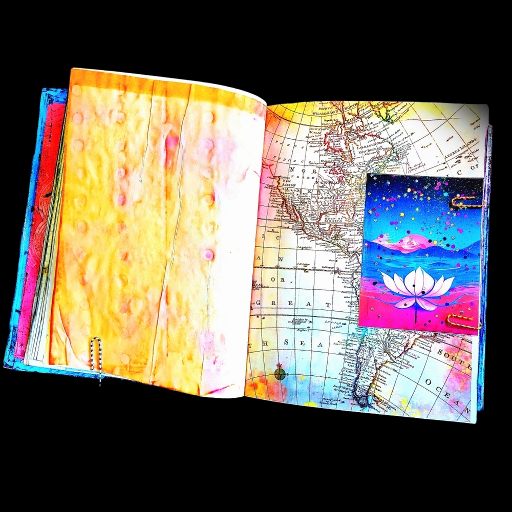 Junk Art Journal Creepy Cute Mermaid Large Creative Book Whimsical Nautical Fun - Picture 5 of 12